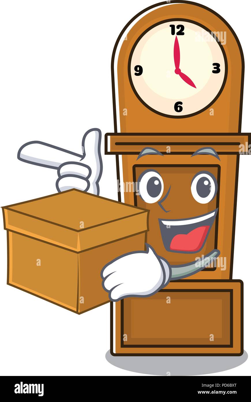 With box grandfather clock character cartoon Stock Vector Image & Art