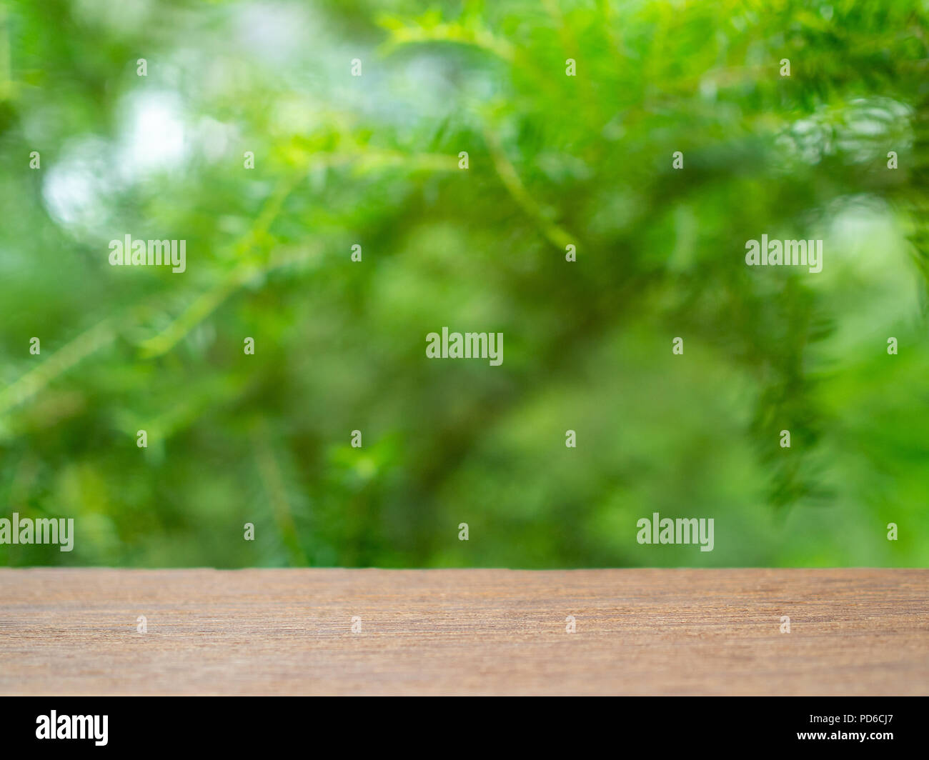 Empty wooden table top on blur green tree garden background Stock Photo ...