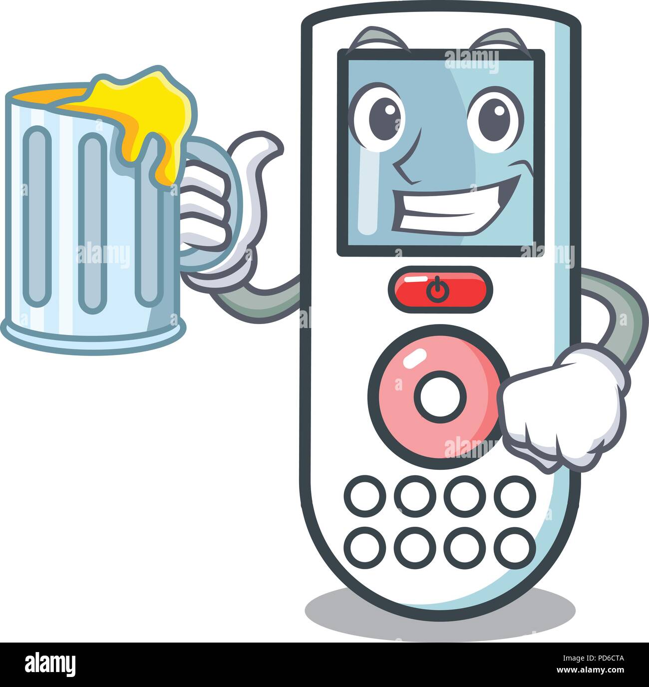 With juice remote control mascot cartoon Stock Vector