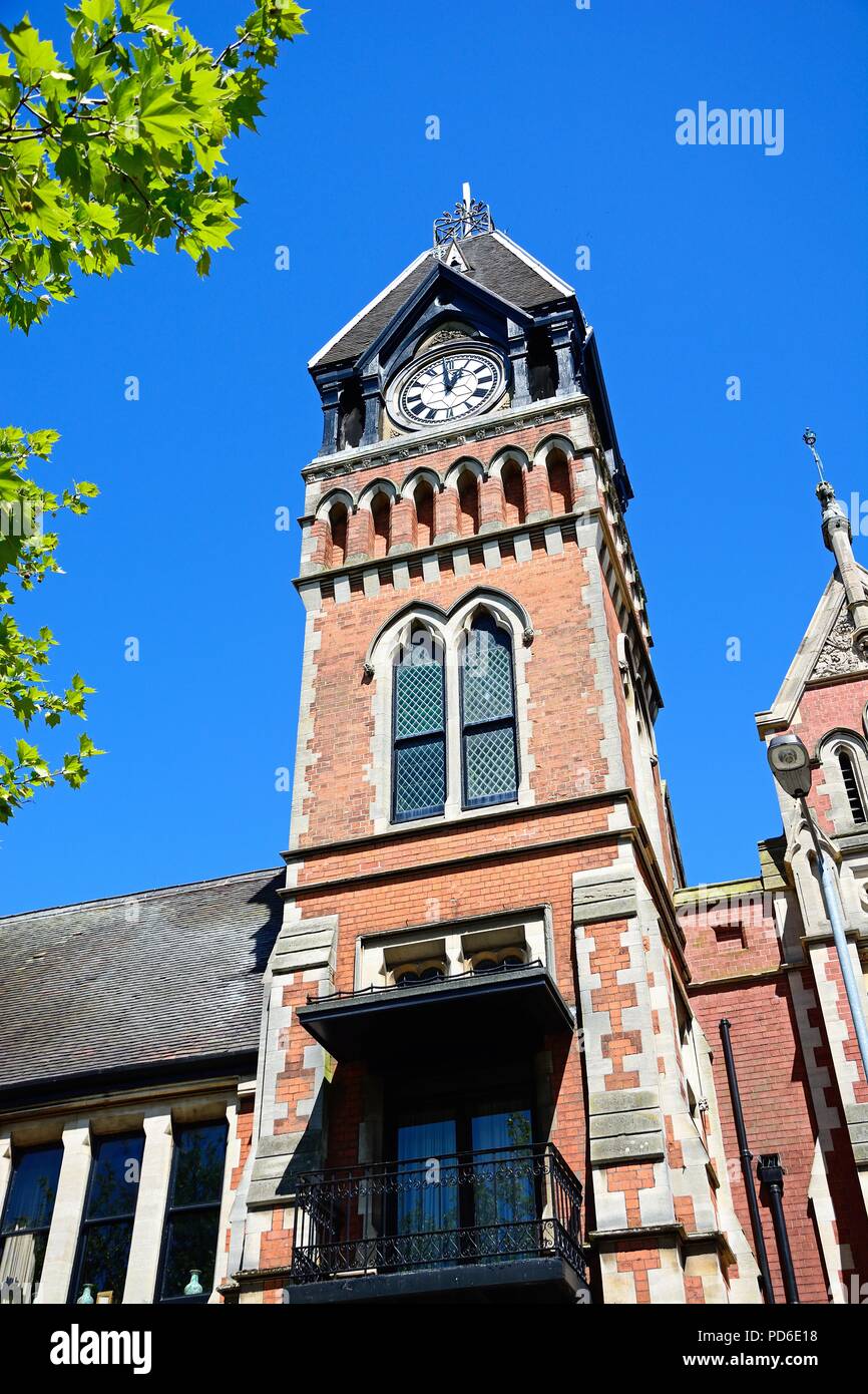 View of the Victorian Town Hall with its decorative clock tower in King Edward Place, Burton upon Trent, Staffordshire, England, UK, Western Europe. Stock Photo