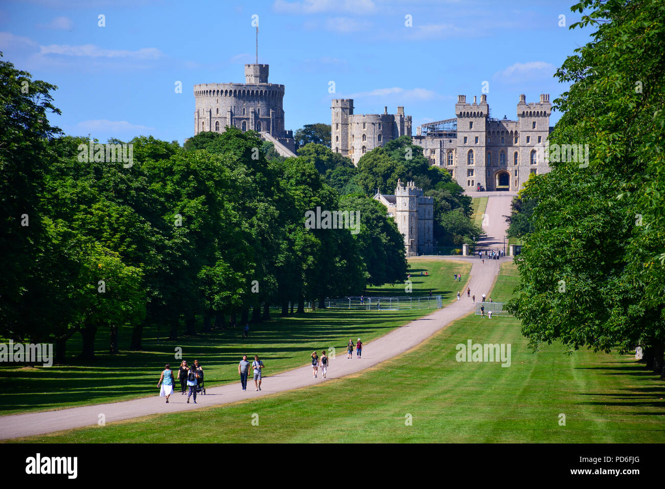 View of the Long Walk in Windsor with Windsor castle, a royal residence associated with many notable events in the history of British Royal Family Stock Photo