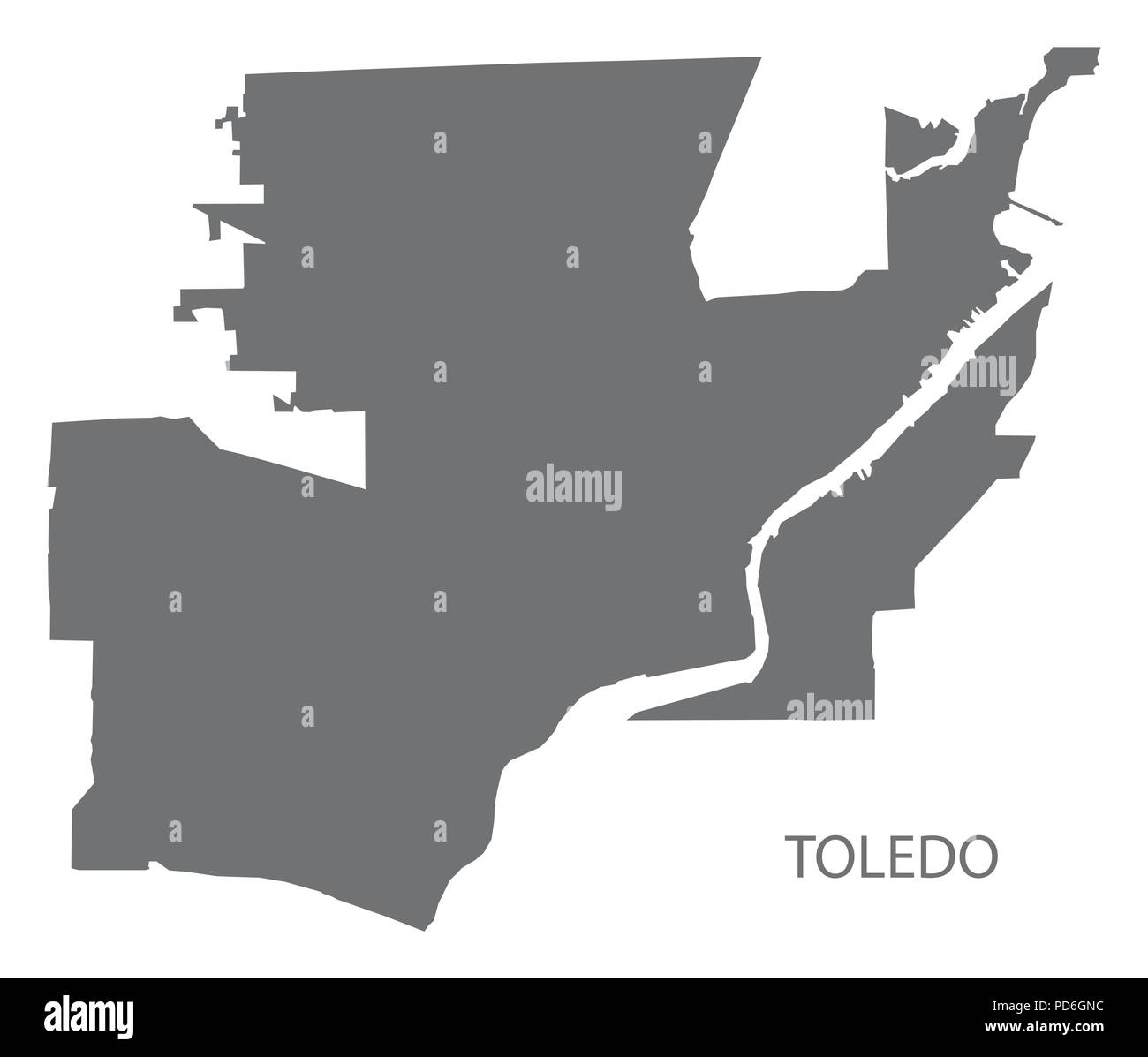 Toledo Ohio city map grey illustration silhouette shape Stock Vector