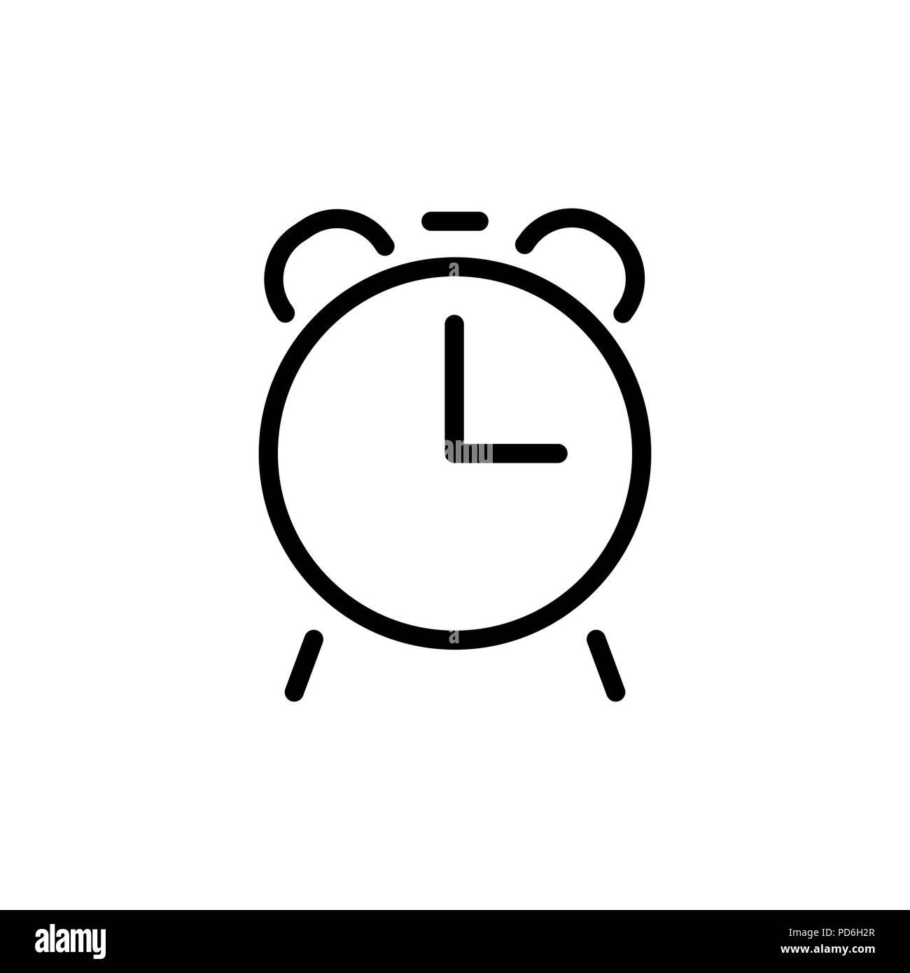Alarm clock icon simple flat style outline illustration Stock Vector