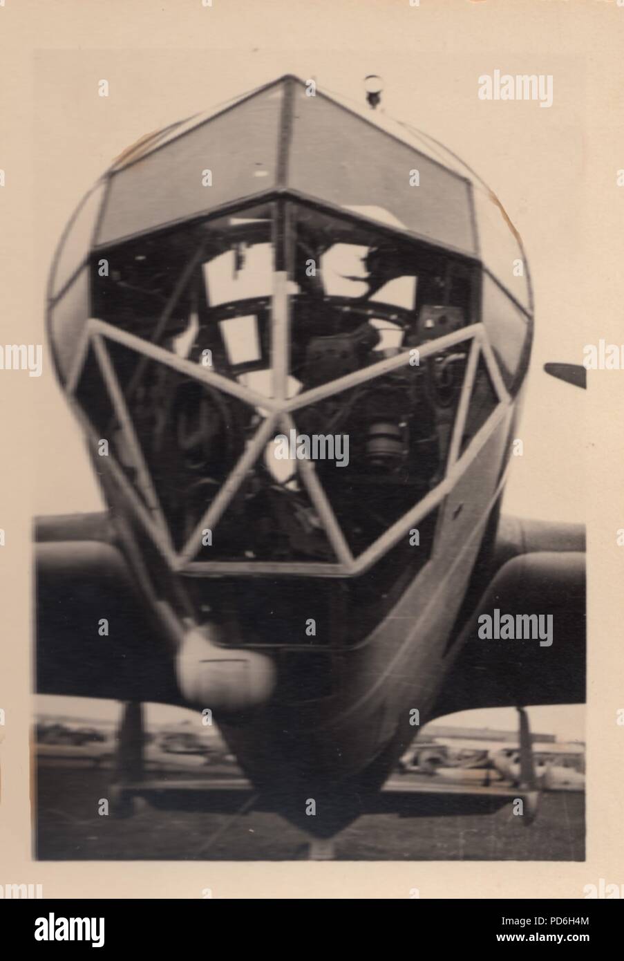 Image from the photo album of Oberleutnant Oscar Müller of  Kampfgeschwader 1: Nose glazing of a Dornier Do 17Z-2 in France, summer 1940 Stock Photo