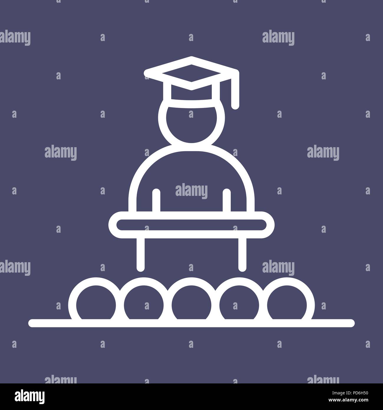 Graduated student icon simple flat style outline illustration. Stock Vector