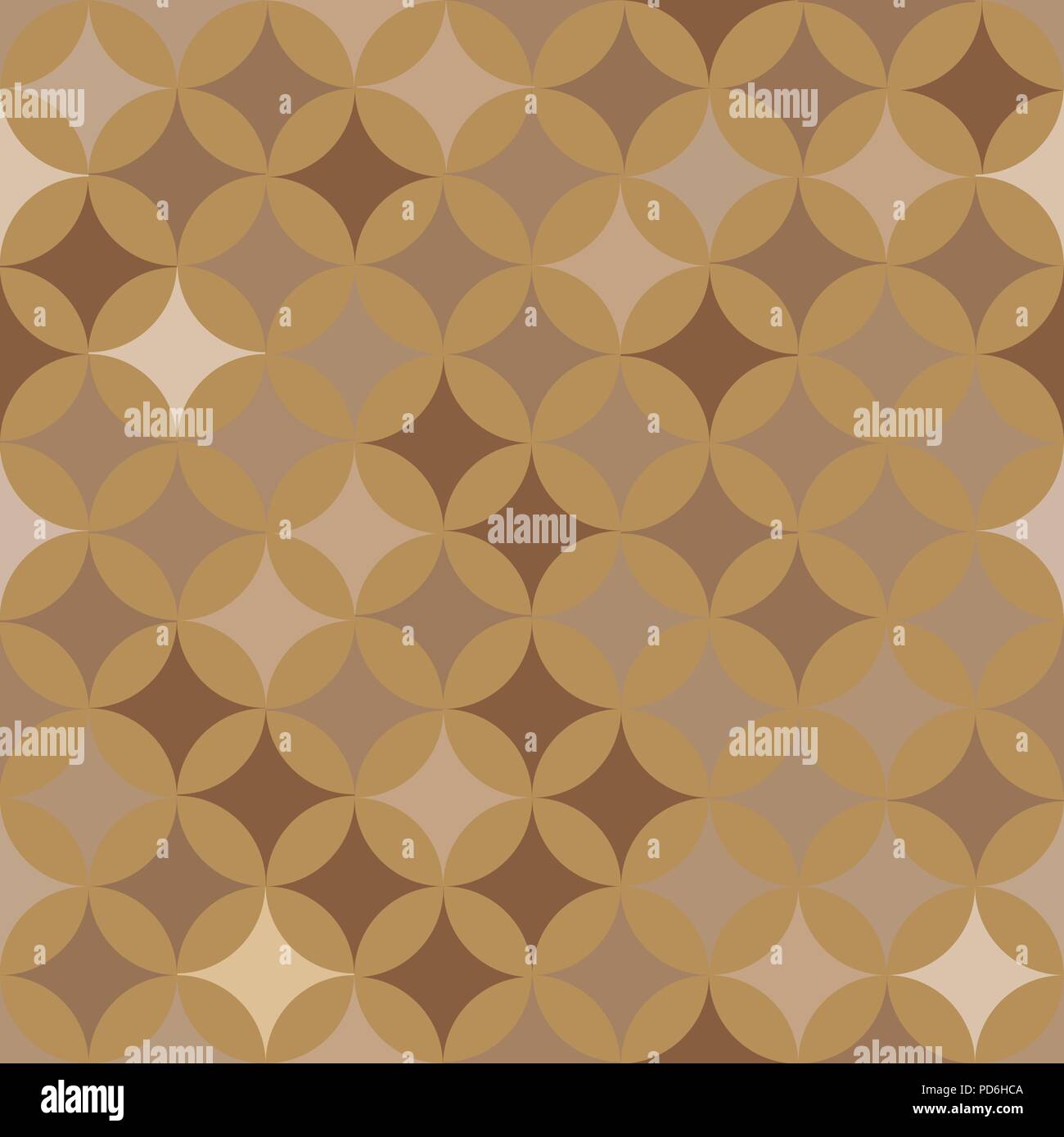 Abstract vector seamless retro tile pattern with geometric rouns coffee texture Stock Vector