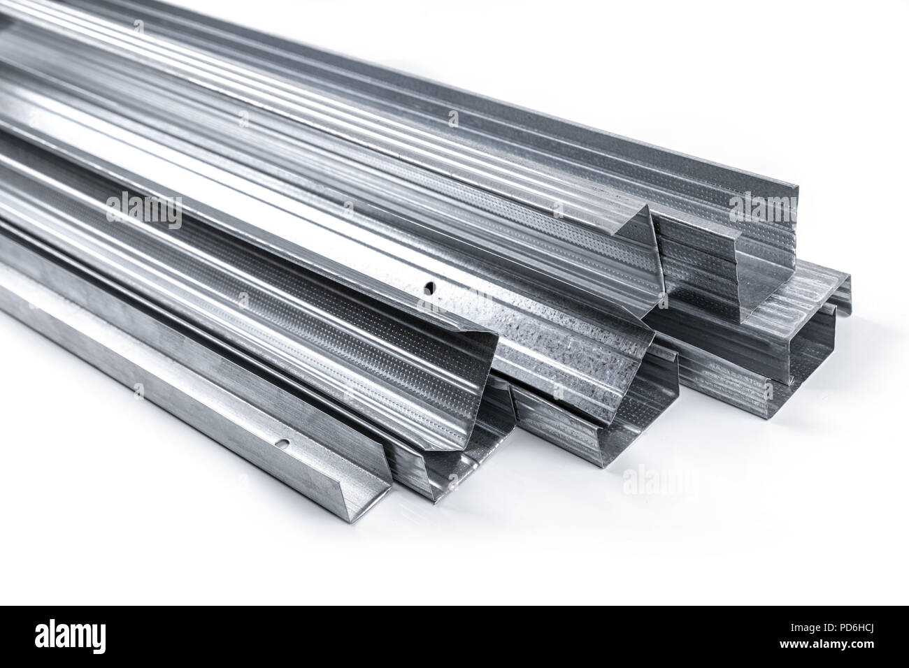 drywall metal profiles isolated on white background Stock Photo