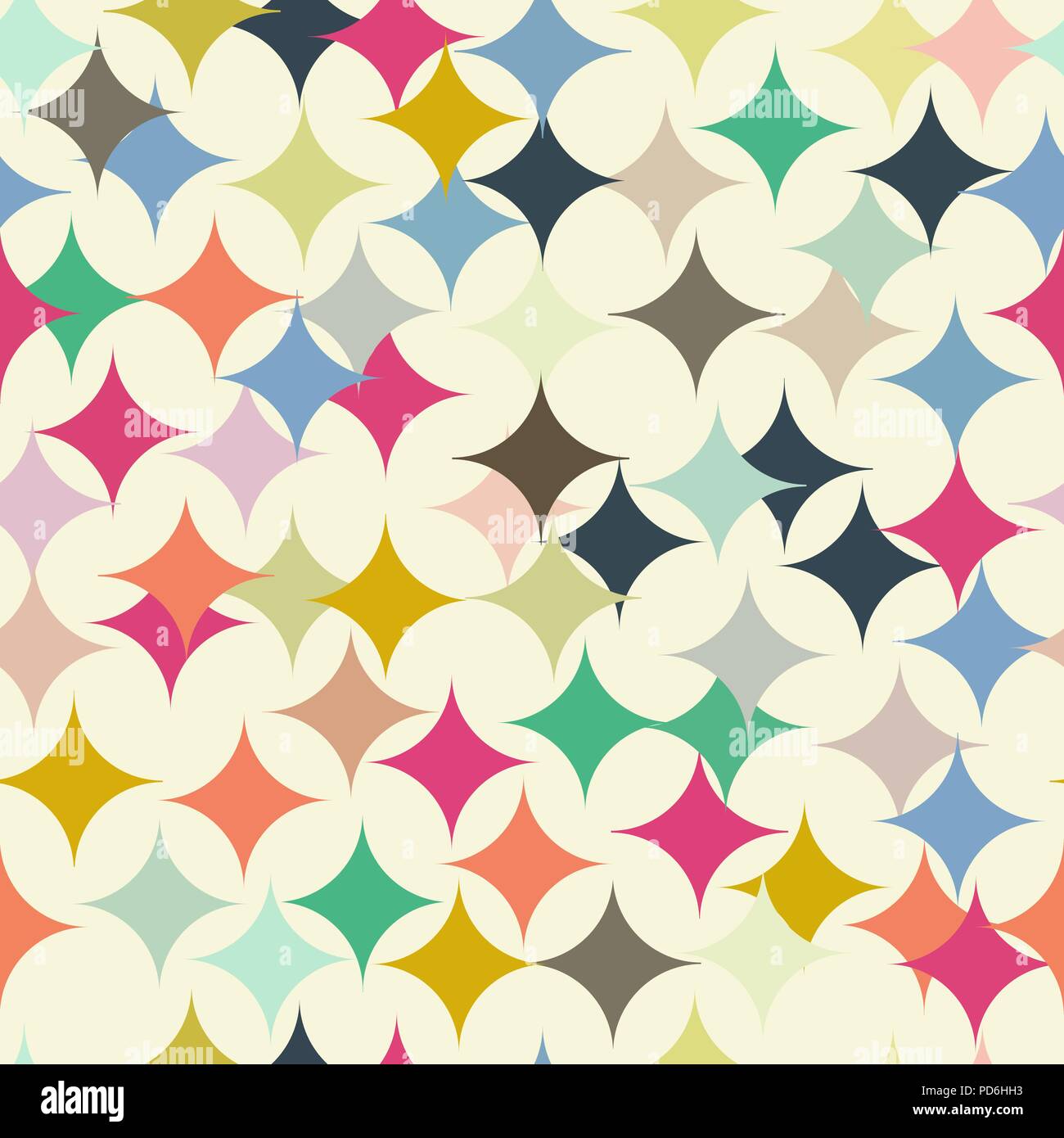Abstract vector seamless retro tile pattern with geometric rouns retro ...