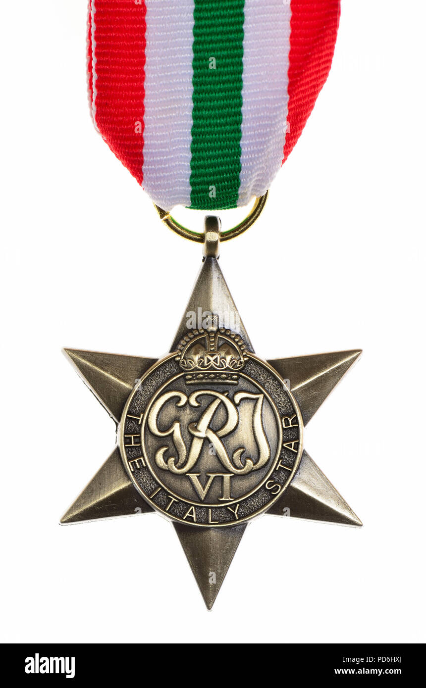 The Italy Star - Second World War medal instituted by May 1945 for subjects of the British Commonwealth who served in the Second World War,..... Stock Photo