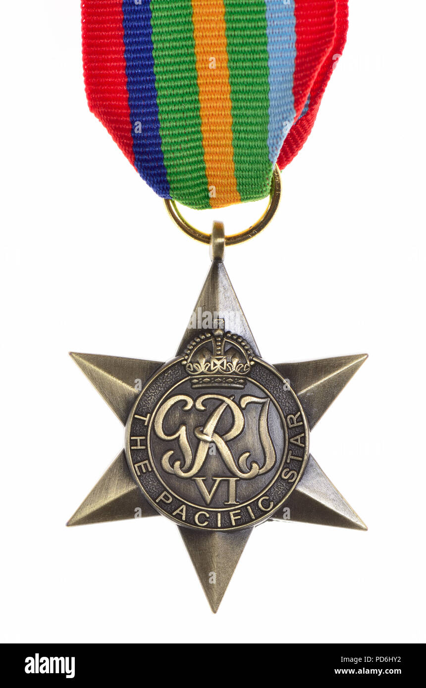 The Pacific Star - Second World War medal instituted May 1945 for subjects of the British Commonwealth who served in the Second World War,..... Stock Photo