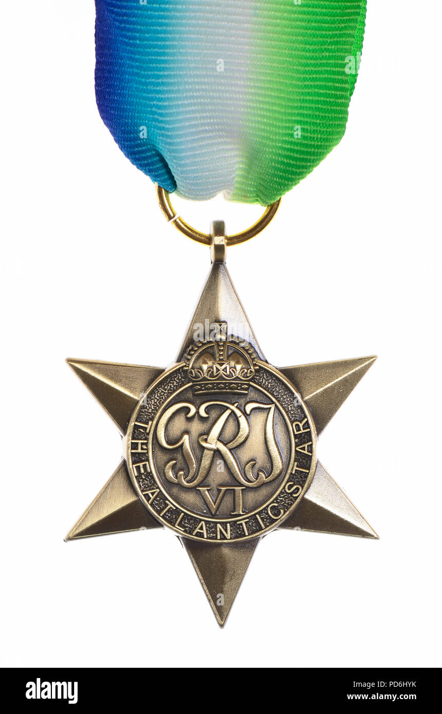 The Atlantic Star - Second World War medal instituted by May 1945 for subjects of the British Commonwealth for service in the Second World War,.... Stock Photo