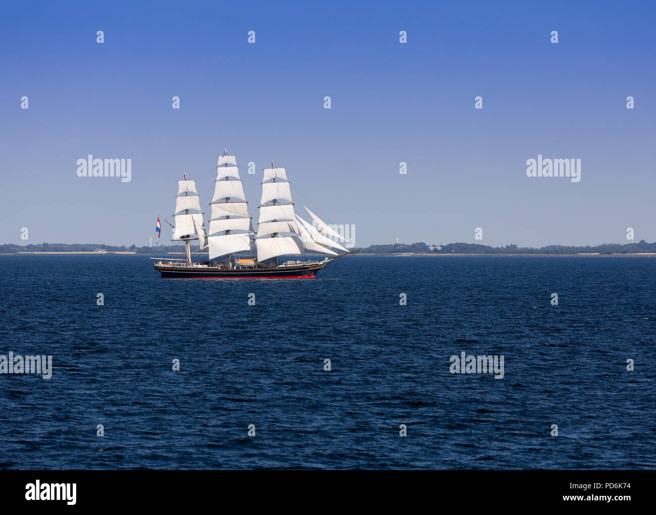 The Clipper ship Stad Amsterdam under sail in the Baltic Stock Photo