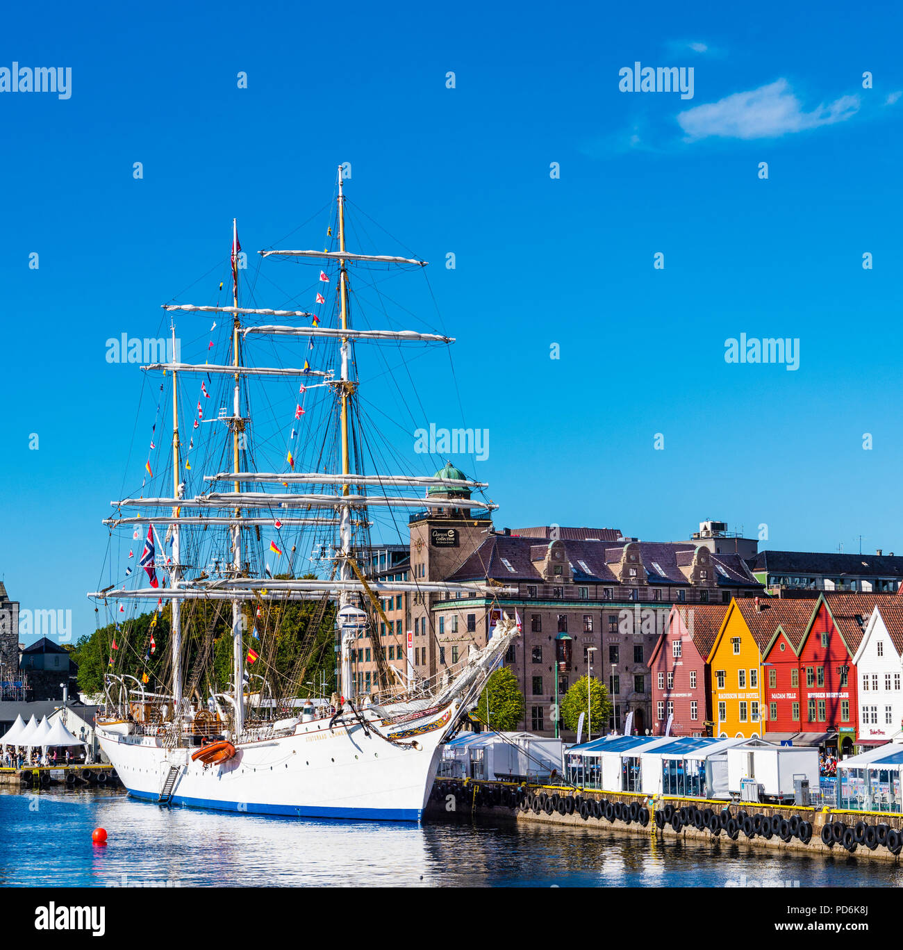 The Norwegian Sailing Ship Statsraad Lehmkuhl At Bryggen In Bergen Stock Photo Alamy