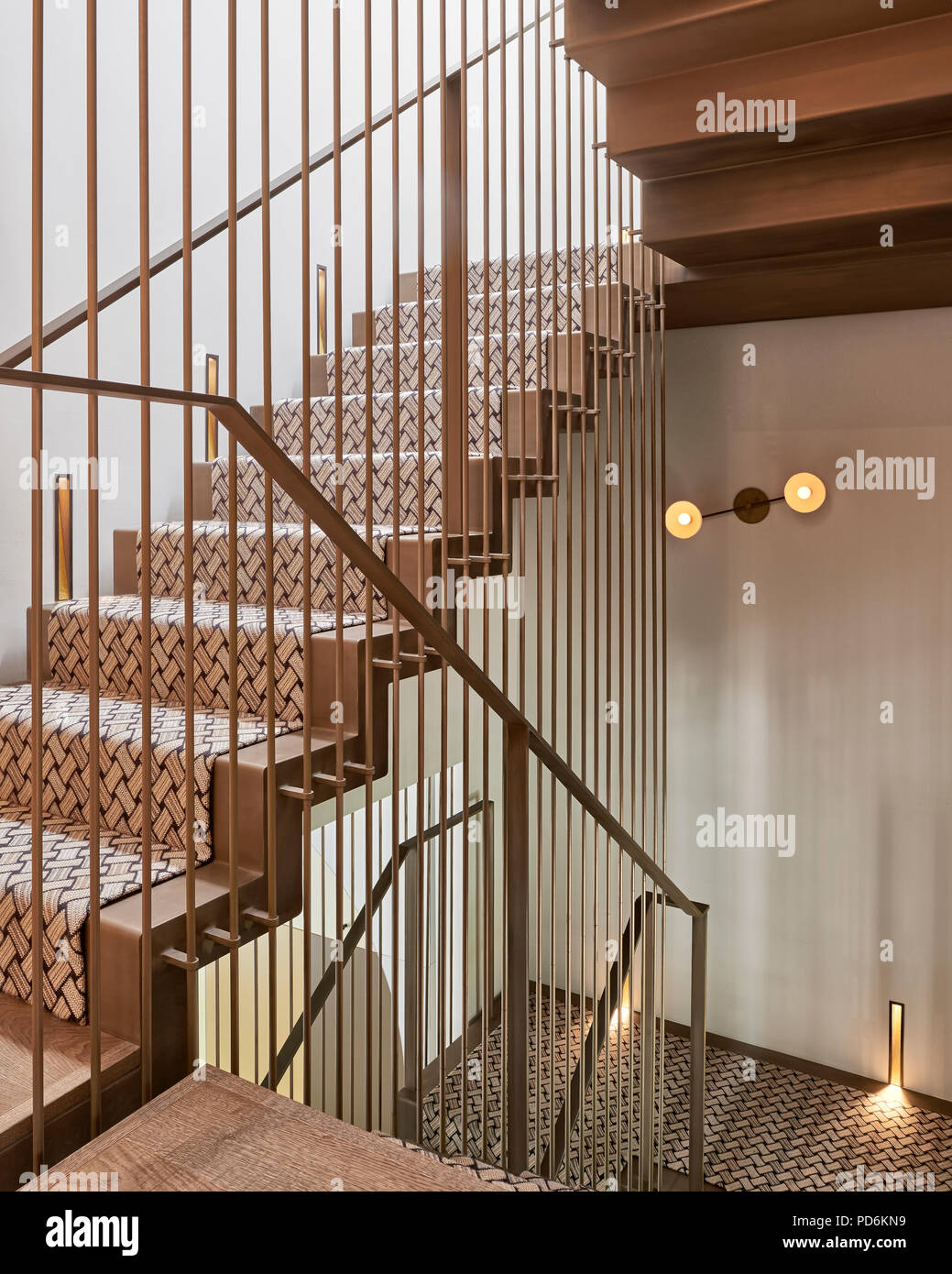 Latticed Carpet With Metallic Handrail And Banisters With Vintage