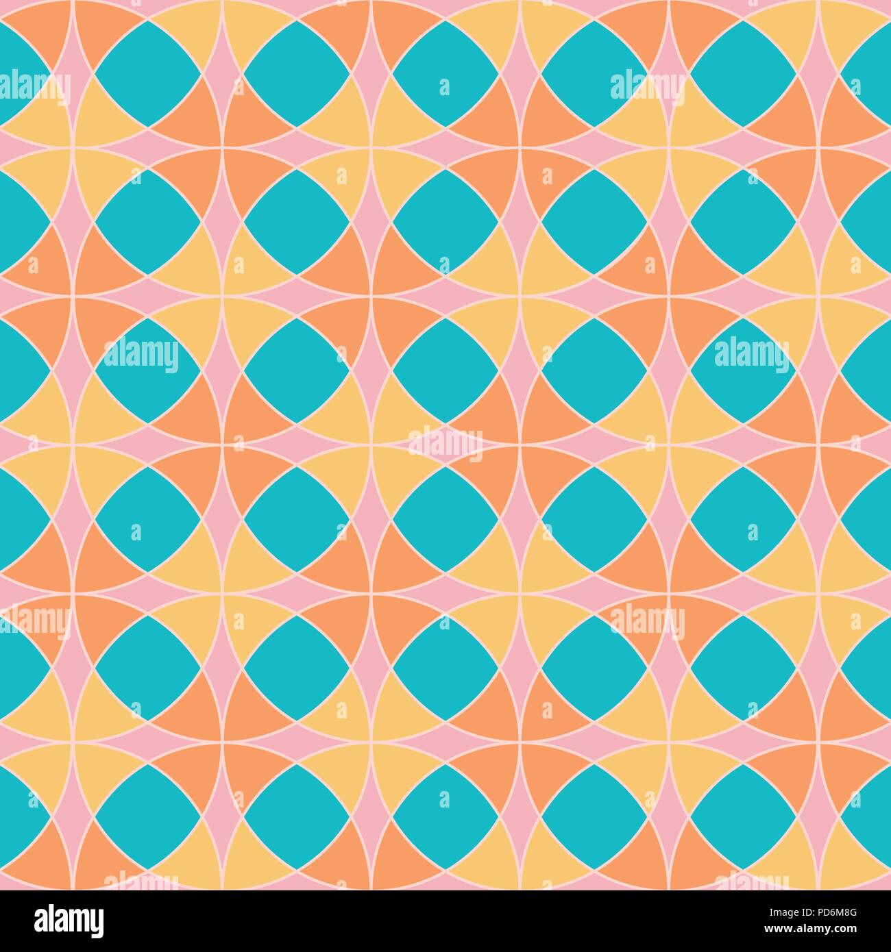 Abstract Circular Tiles Seamless Vector Pattern. Geometric texture. Repeating background. Stock Vector