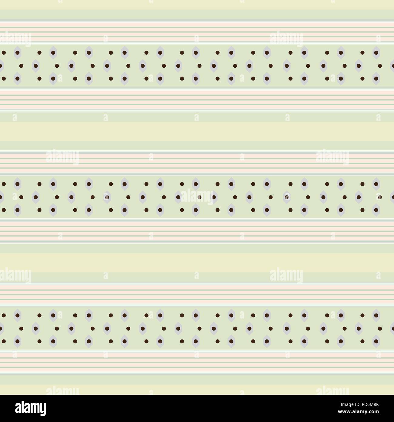 Retro white and green Colored Seamless Pattern with Horizontal Stripes Stock Vector
