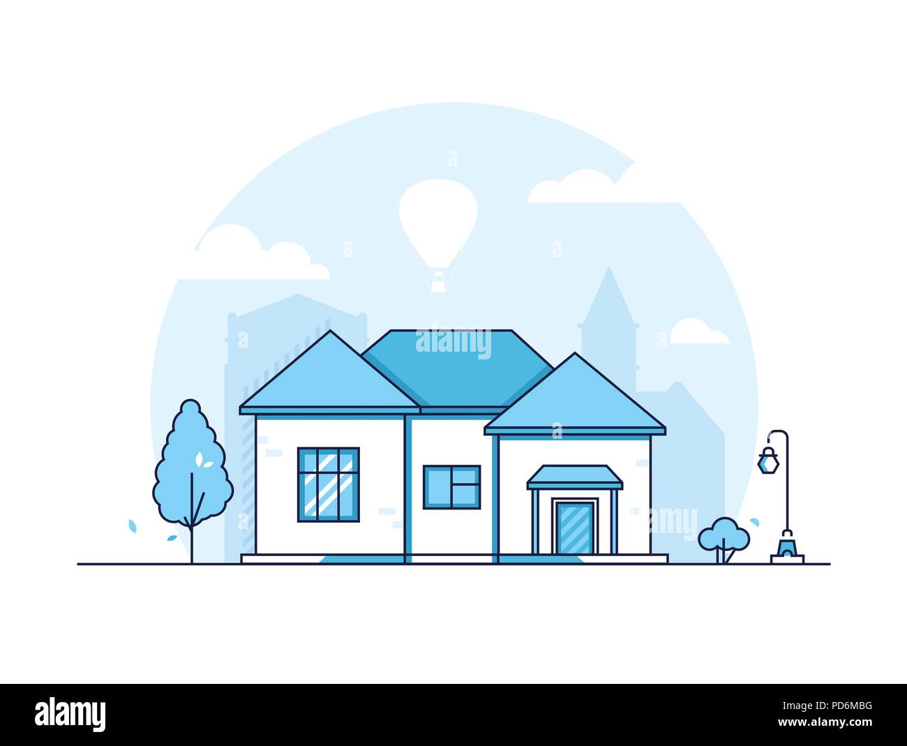 Cottage - modern thin line design style vector illustration Stock ...