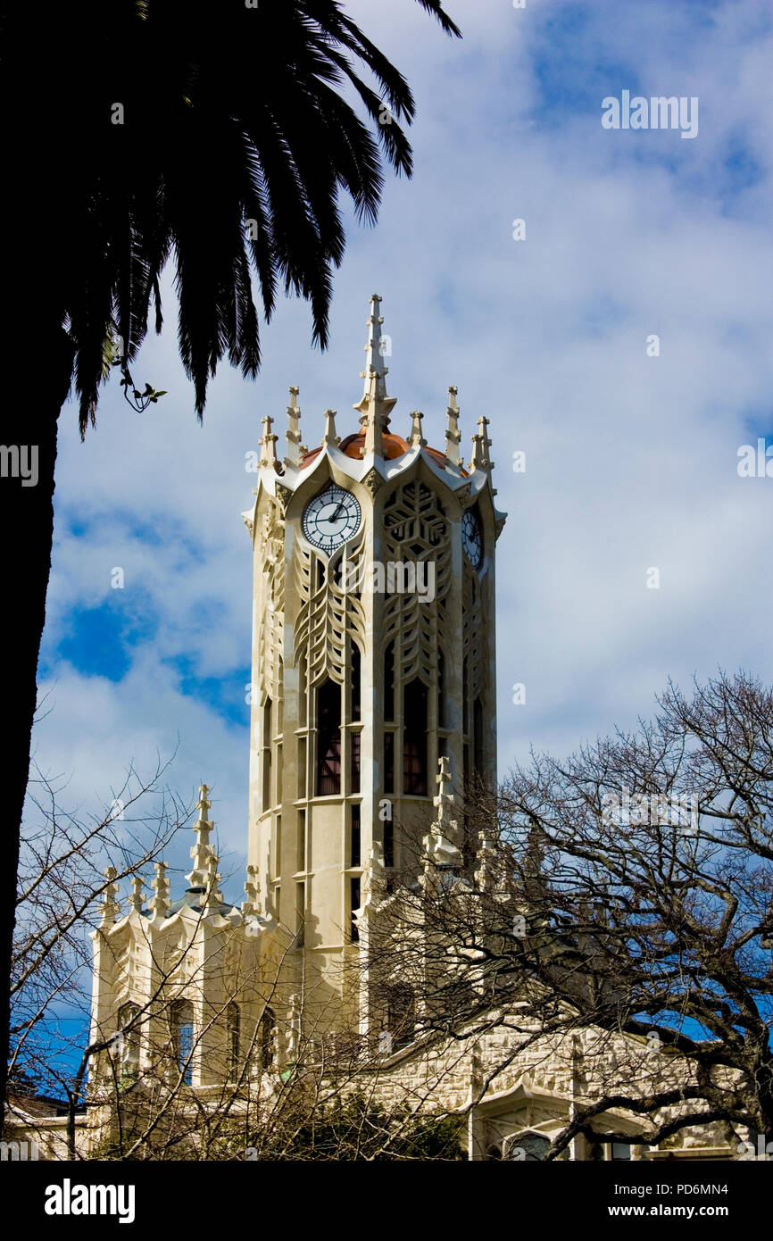 Old clock tower architecture highlight sight of Auckland NZ New Zealand