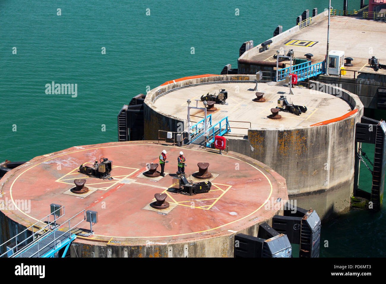 Mooring jetties for cross channel ferries in Portsmouth harbour, UK Stock Photo Alamy