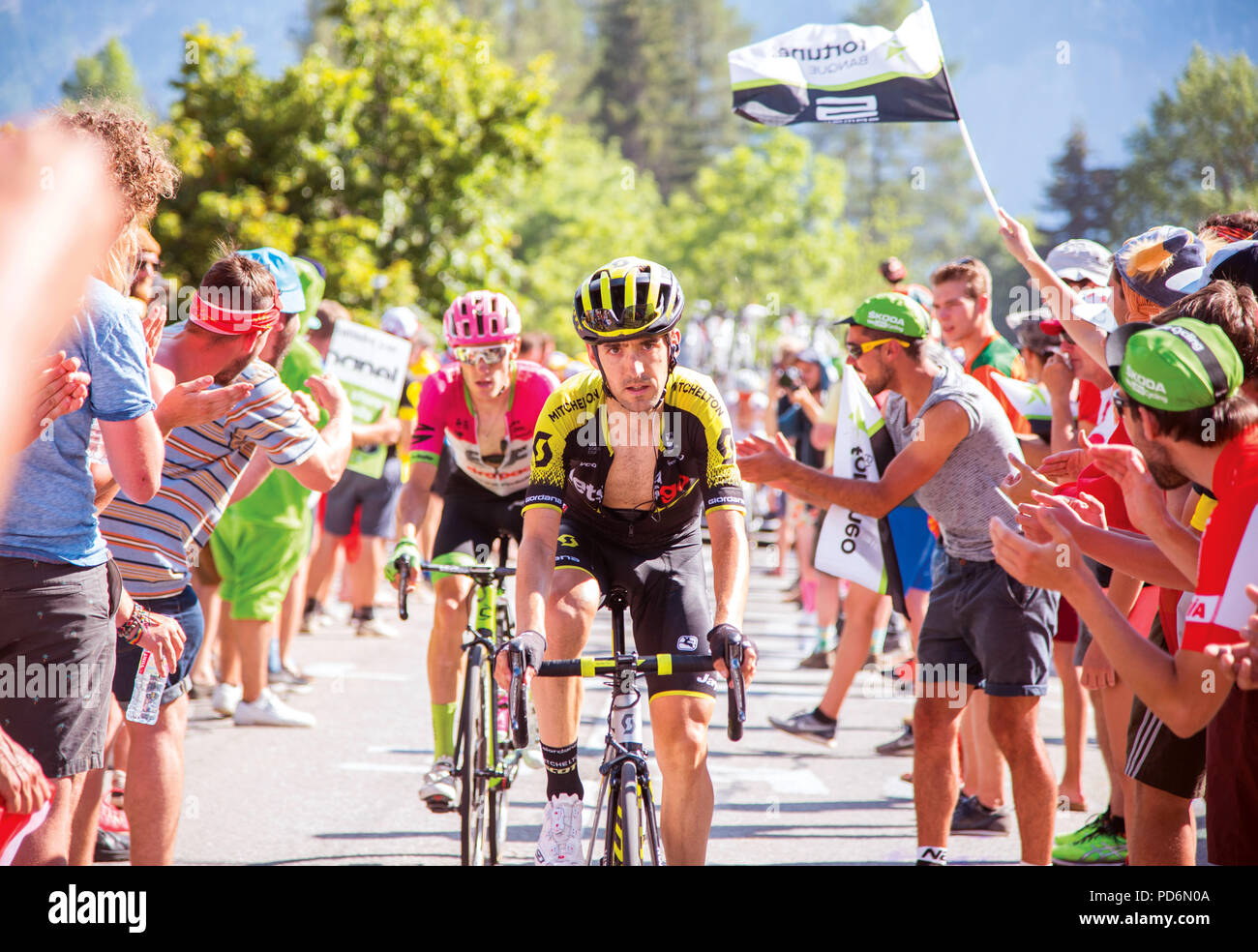 Mikel Nieve, Dutch Corner, Alpe d'Huez Tour De France 2018 Stock Photo