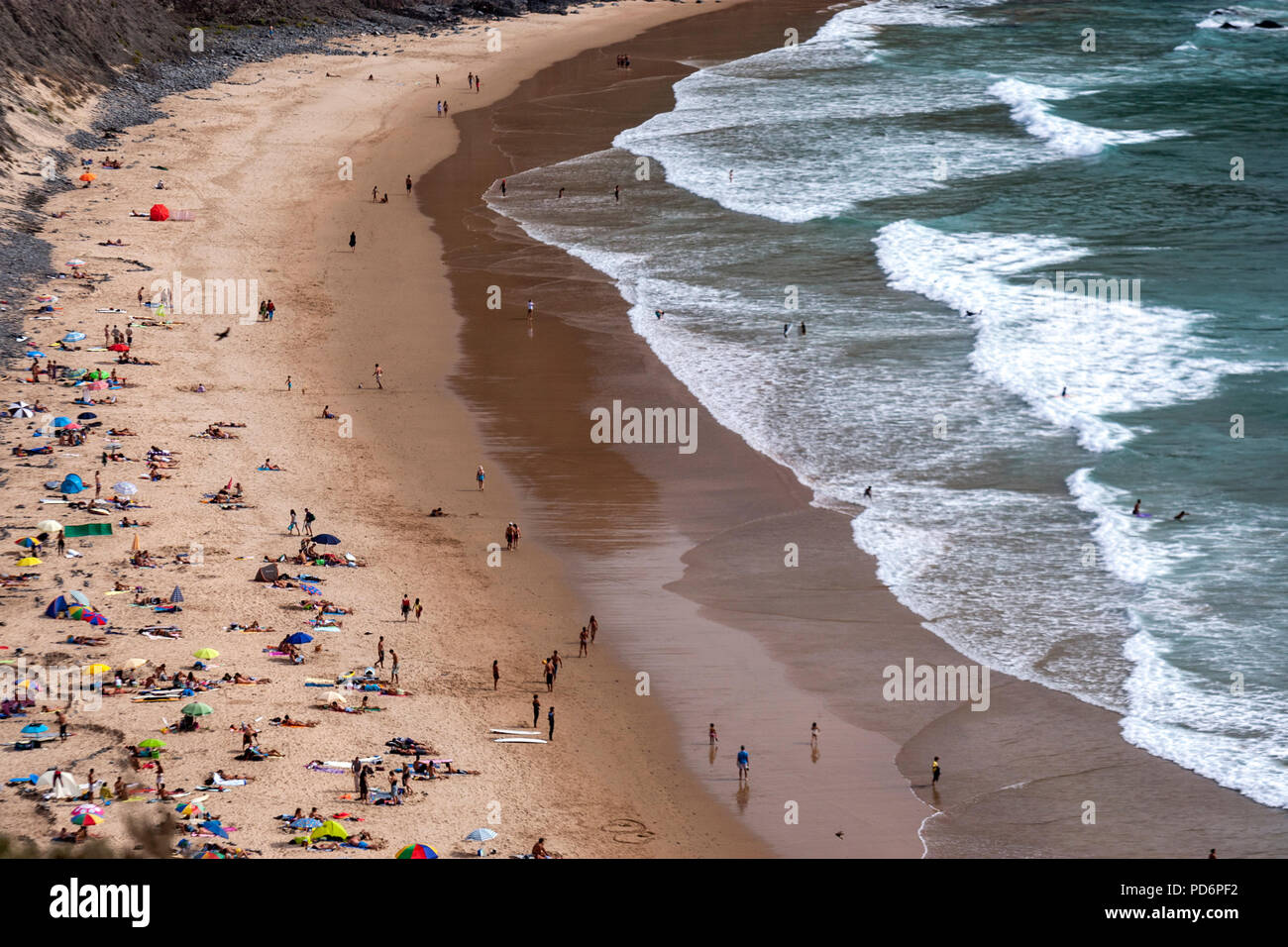 Praia da Arrifana,beach popular for surfing, Aljezur, Algarve, Portugal