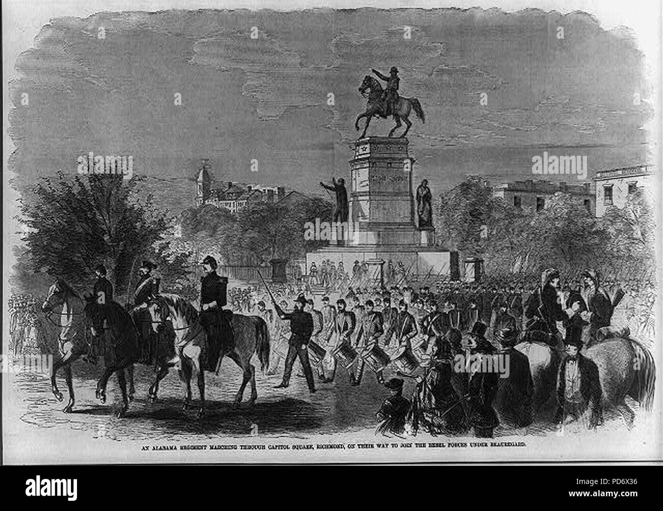 An Alabama regiment marching Capitol Square Richmond on their way to join the rebel forces under Beauregard Stock Photo