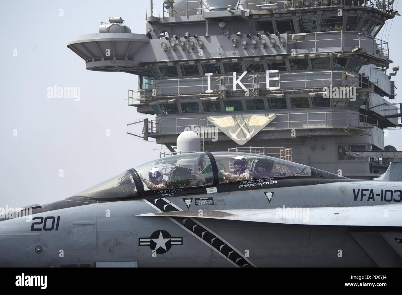 An F A-18F Super Hornet prepares to launch. (8653257612). Stock Photo