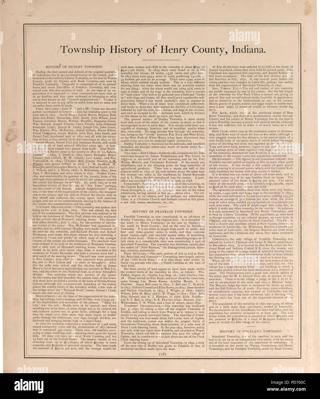 An illustrated historical atlas of Henry Co., Indiana Stock Photo