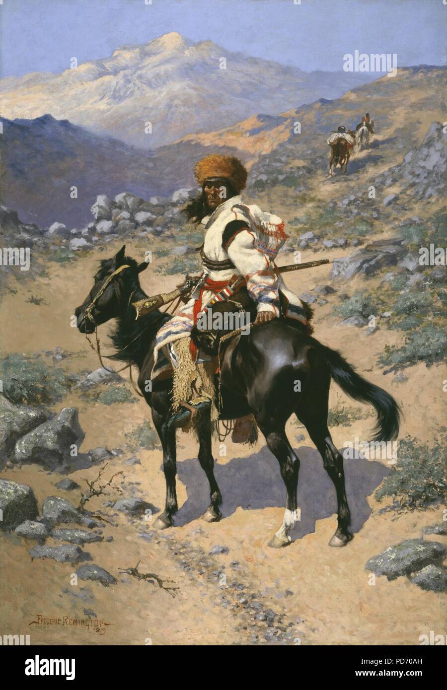 An Indian Trapper, 1889, by Frederic S. Remington. Stock Photo