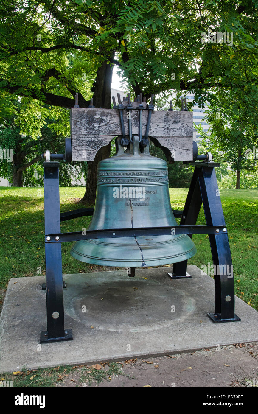 A replica of the Liberty Bell on the grounds of the Tennessee State Capitol, Nashville, Tennessee, USA Stock Photo