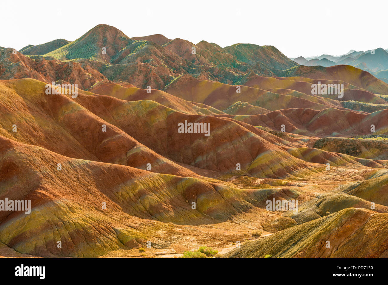 The Rainbow Rocks at the Zhangye Danxia Landform Stock Photo