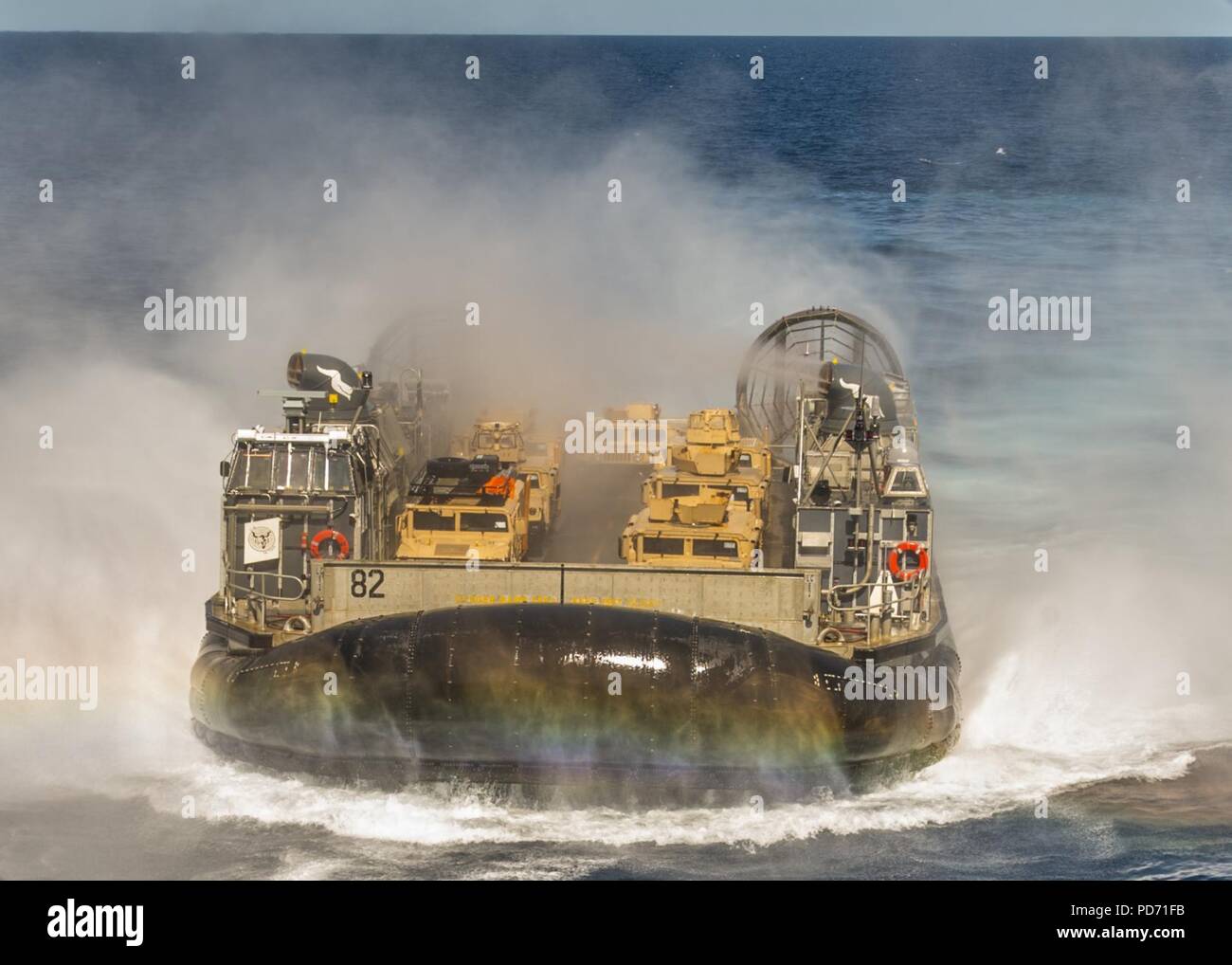 An LCAC embarks USS Essex. (23123915005). Stock Photo