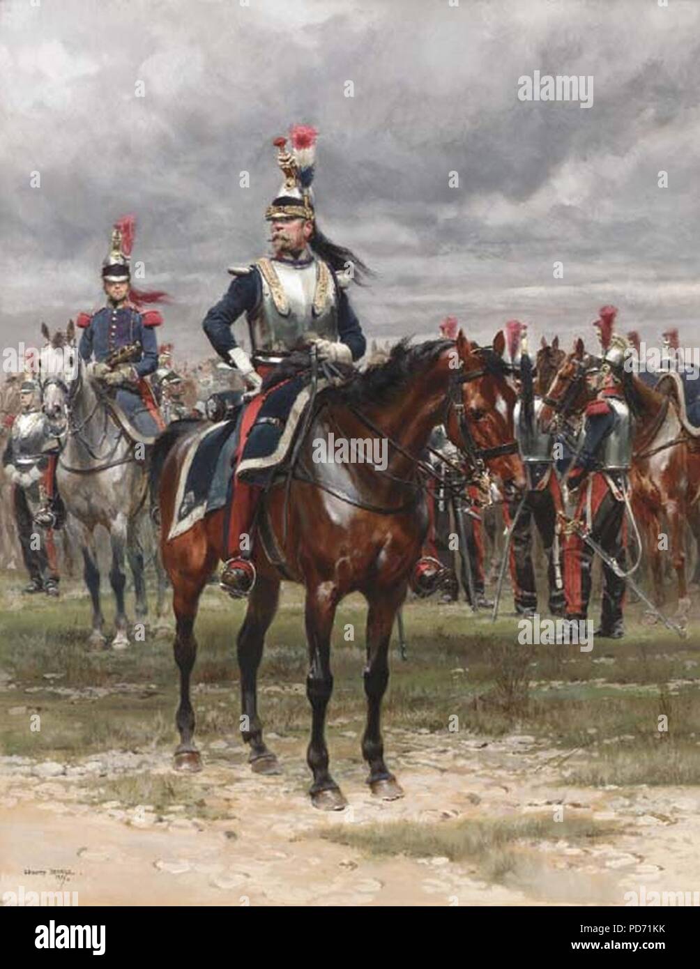 An Officer of the Cuirassiers- by Edouard Detaille. Stock Photo