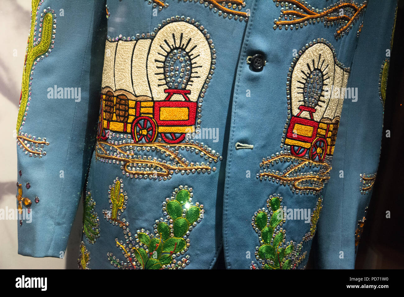 A closeup of a fancy sequined and embroidered suit at the Country Music Hall of Fame in Nashville, Tennessee, USA Stock Photo