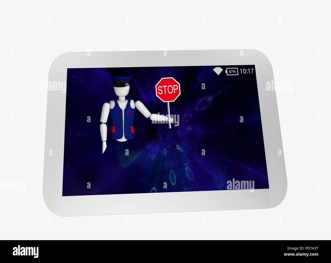 Puppet Tablets Tablet in white with blue display. From the screen comes a puppet with ...