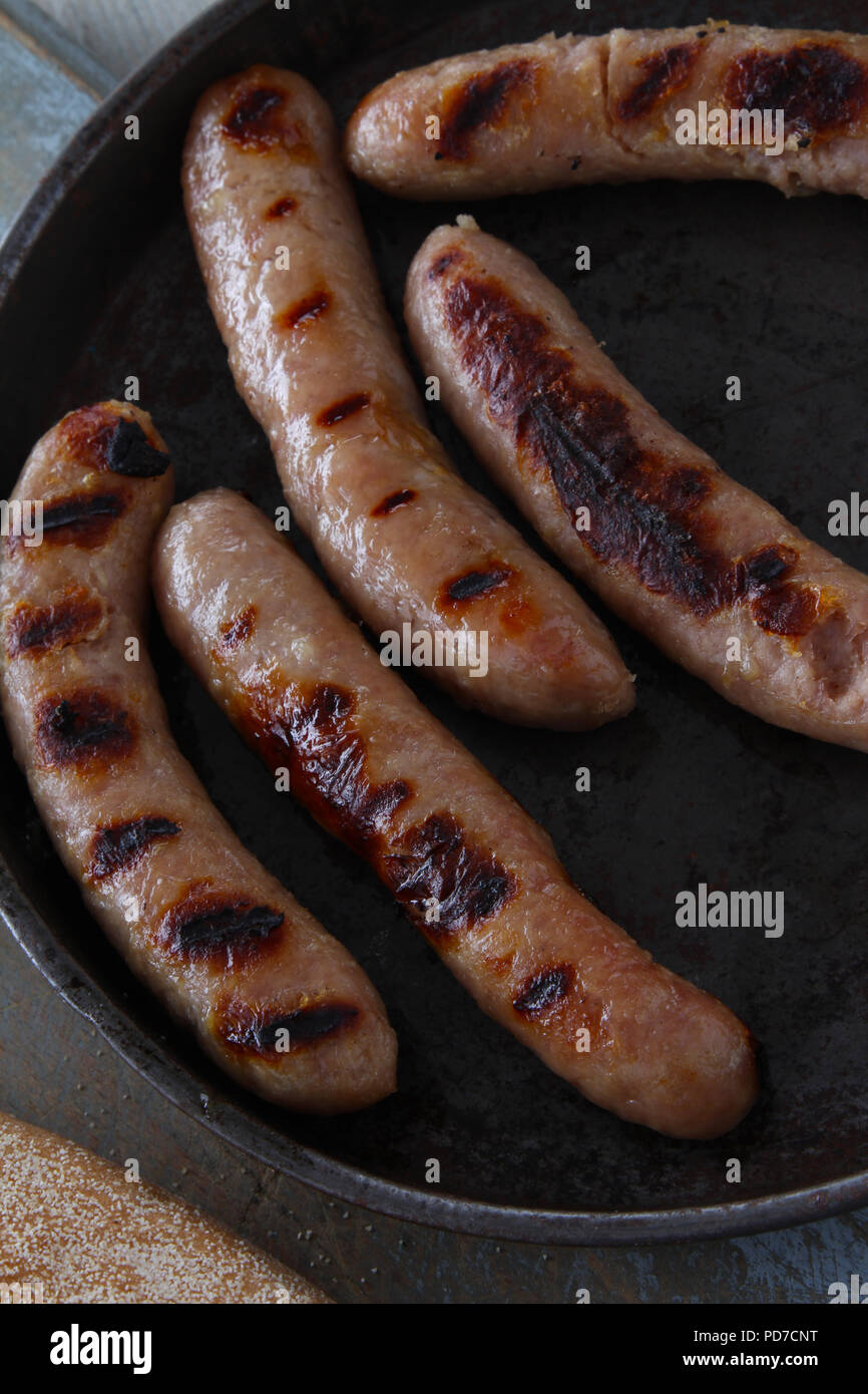 cooking English sausages Stock Photo Alamy