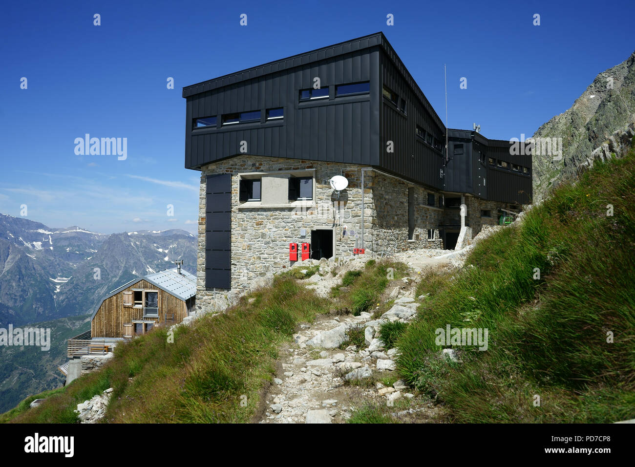 Cabane Albert 1er, Mont Blanc massiv, French alps, France Stock Photo