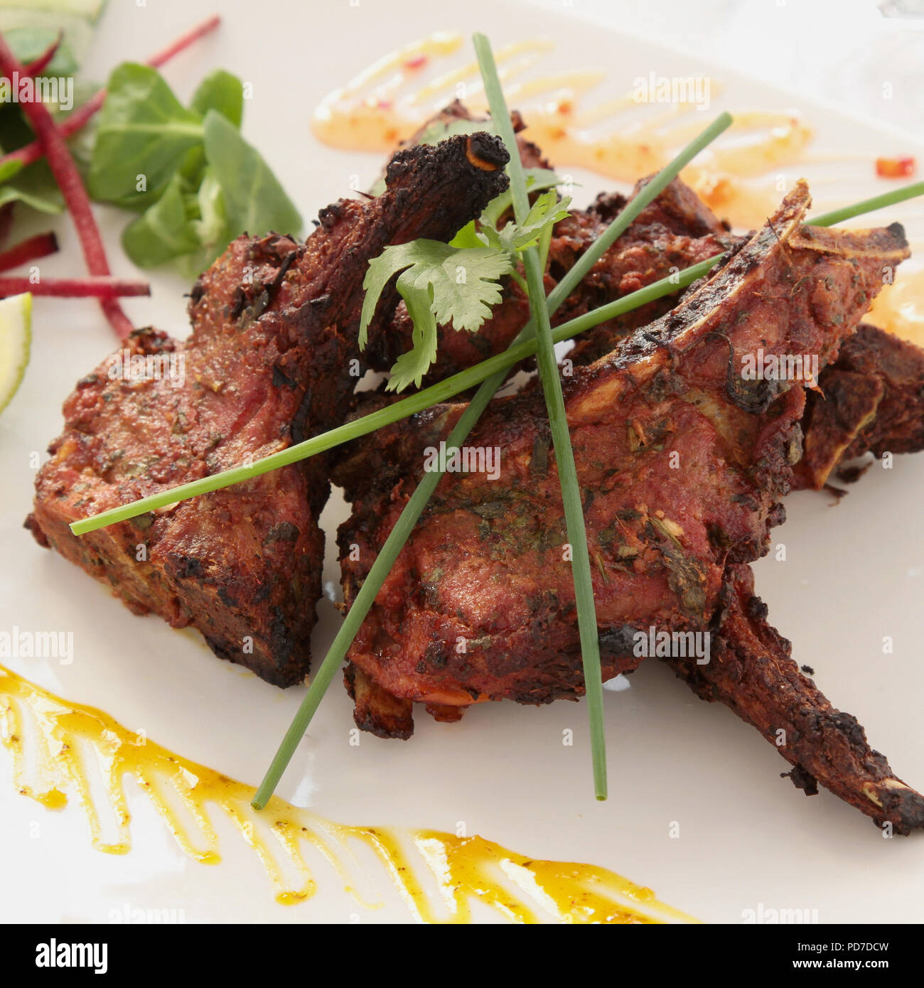 Indian grilled lamb chops Stock Photo Alamy
