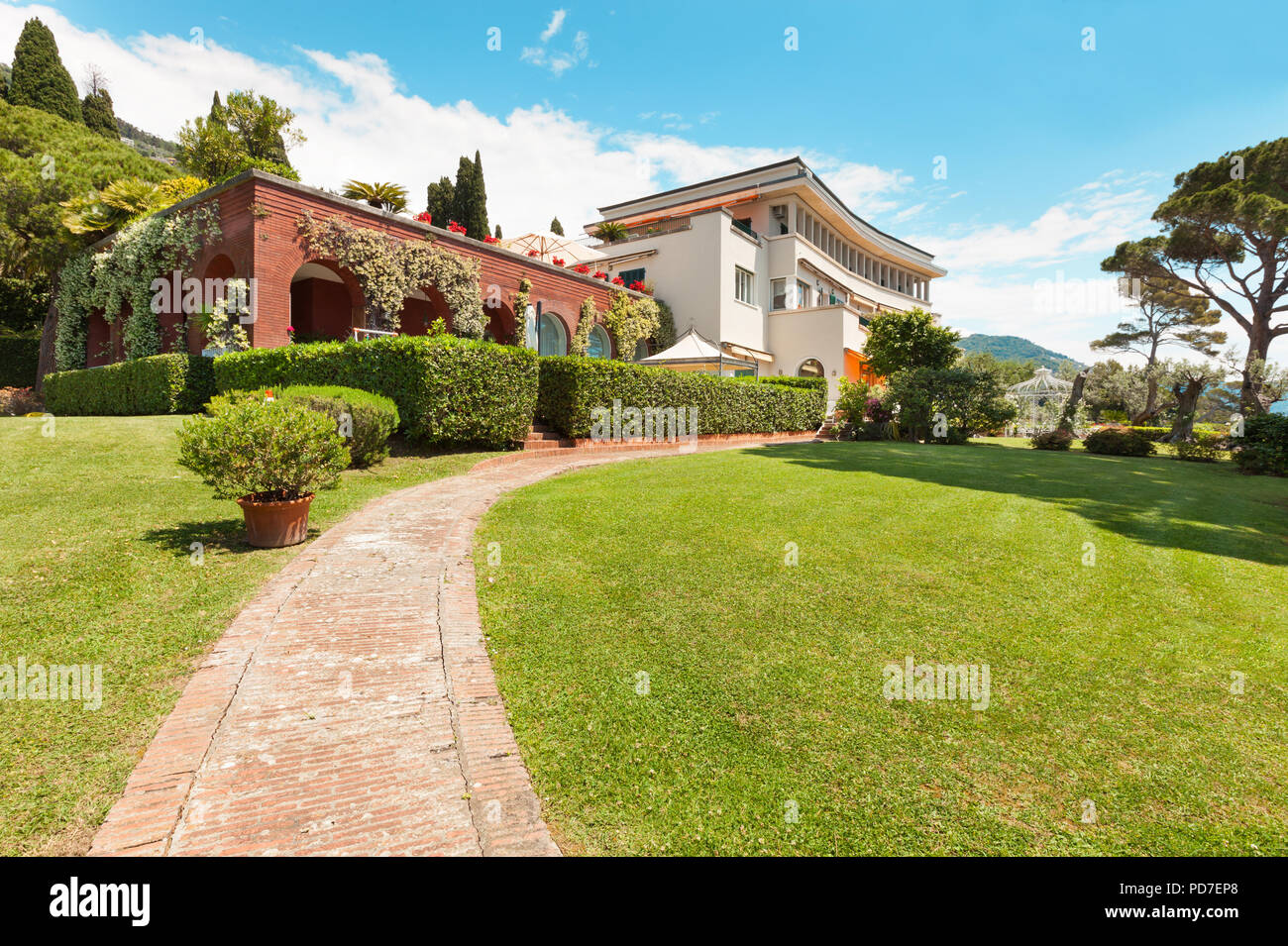 beautiful view from the garden of a villa Stock Photo