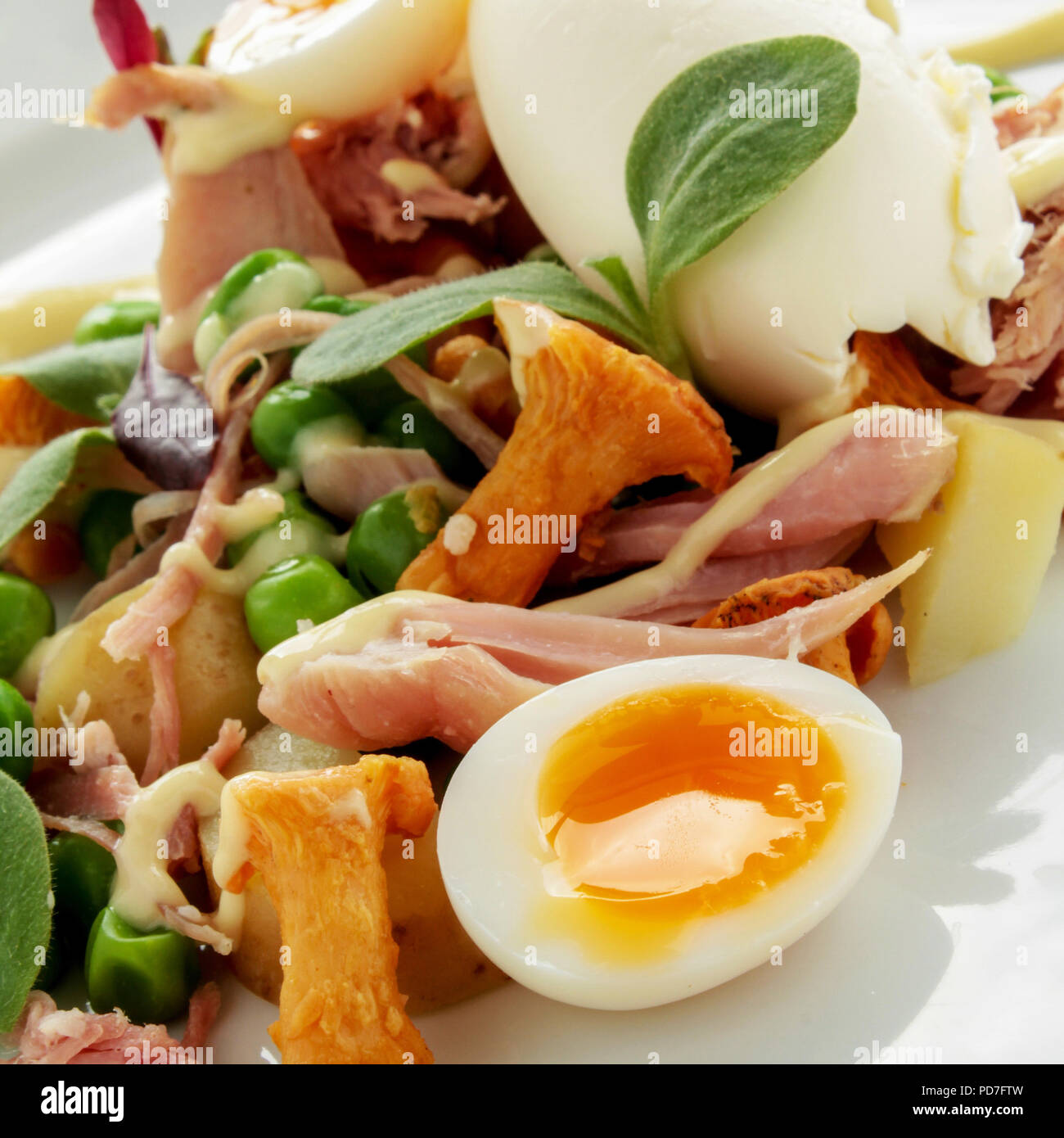 quail egg and ham salad Stock Photo