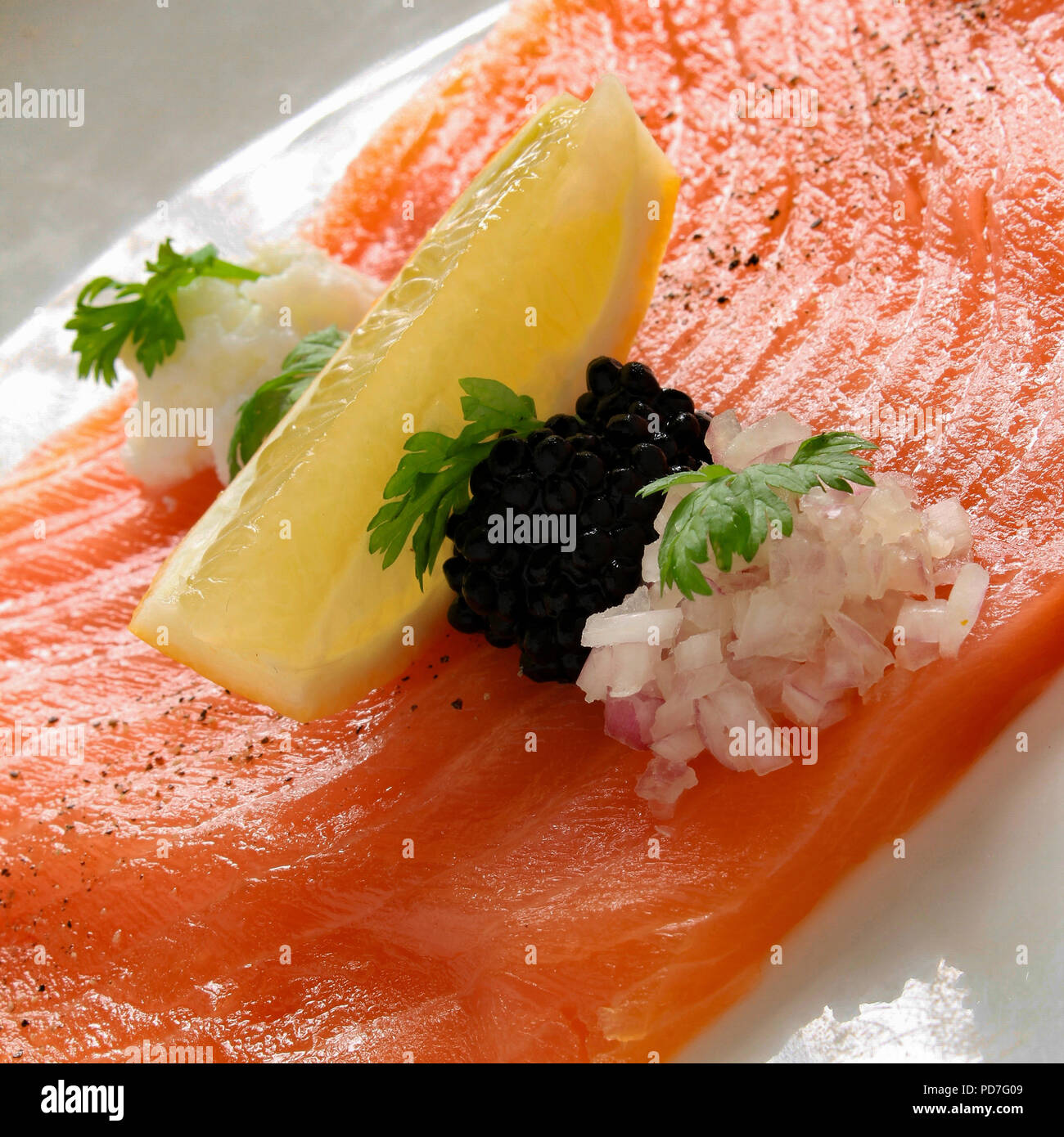 smoked salmon appetizer starter Stock Photo - Alamy