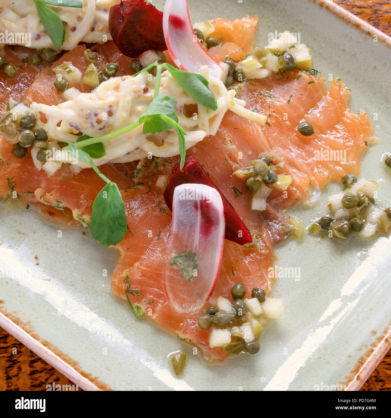 Cured Gravlax Salmon Appetizer Starter Stock Photo Alamy Cured Gravlax Salmon Appetizer Starter Stock Photo Alamy