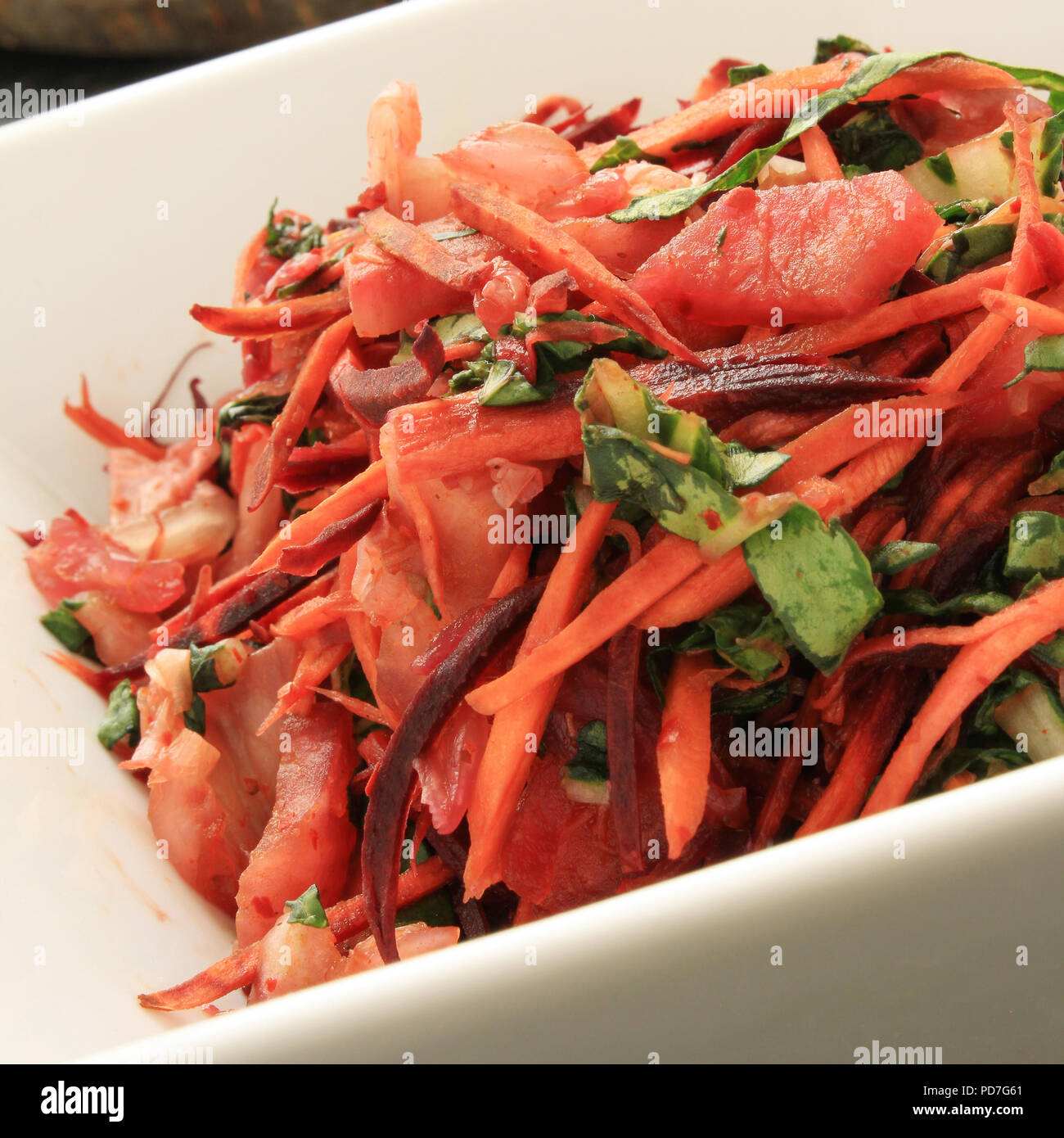 healthy plated carrot and kimchi salad Stock Photo Alamy