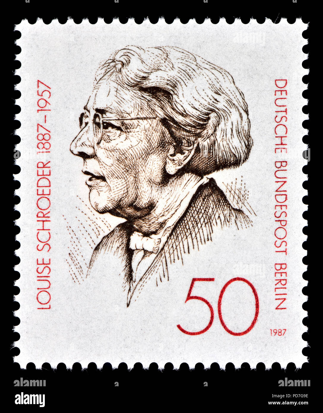 German postage stamp (Berlin: 1987) : Louise Dorothea Schroeder (1887 –1957 ) German politician of the Social Democratic Party of Germany (SPD) party  Stock Photo