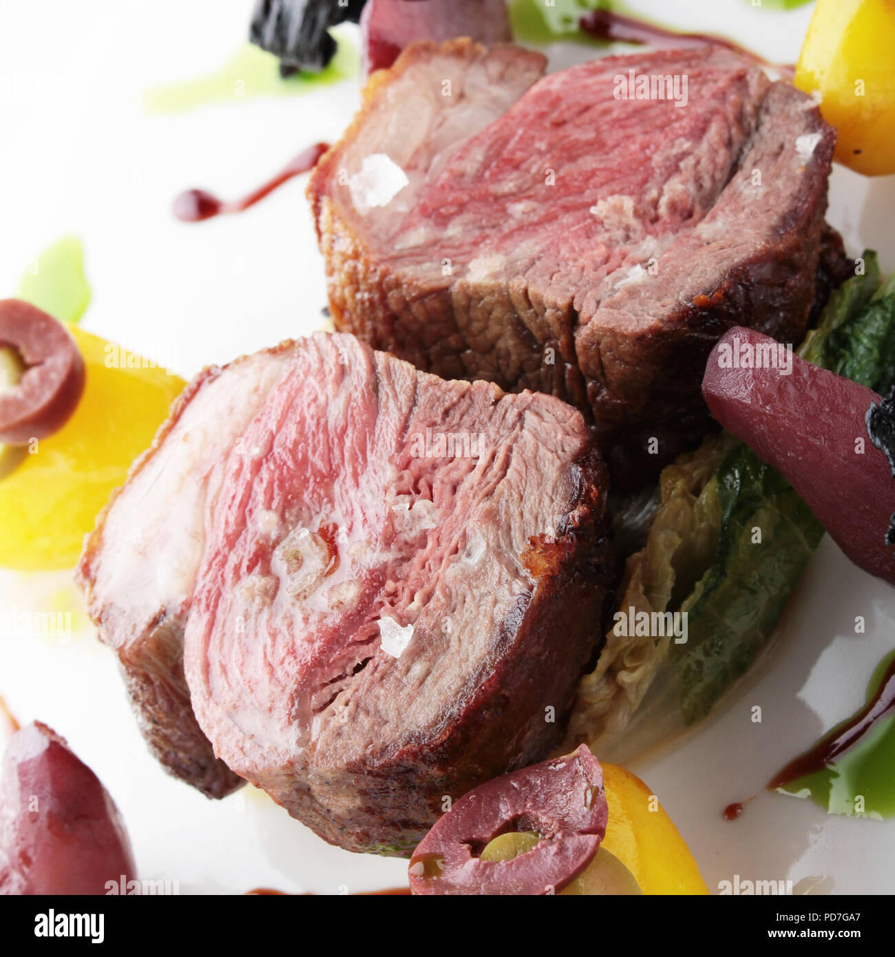 plated lamb main meal Stock Photo Alamy