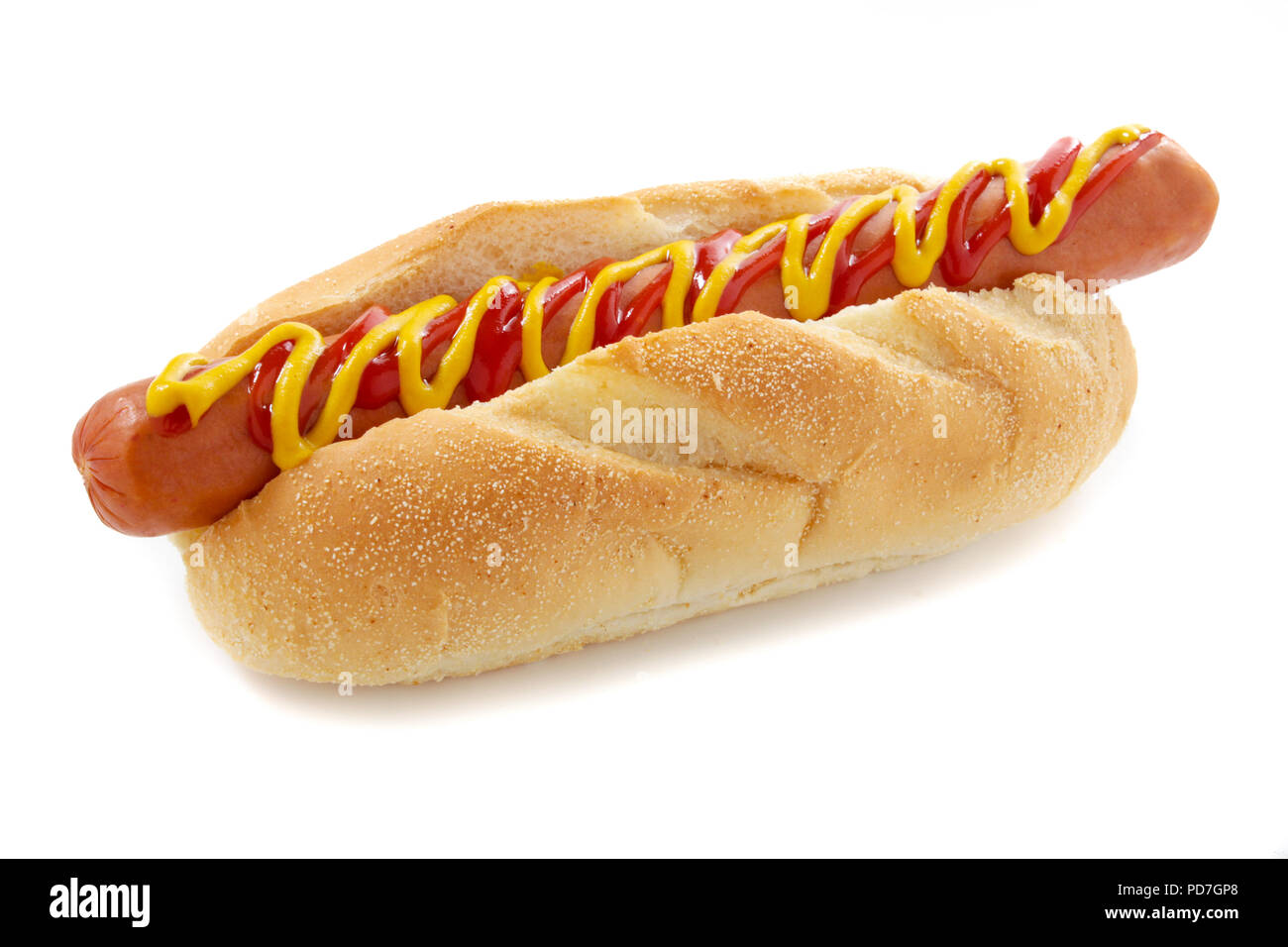traditional hotdog in bread roll Stock Photo Alamy