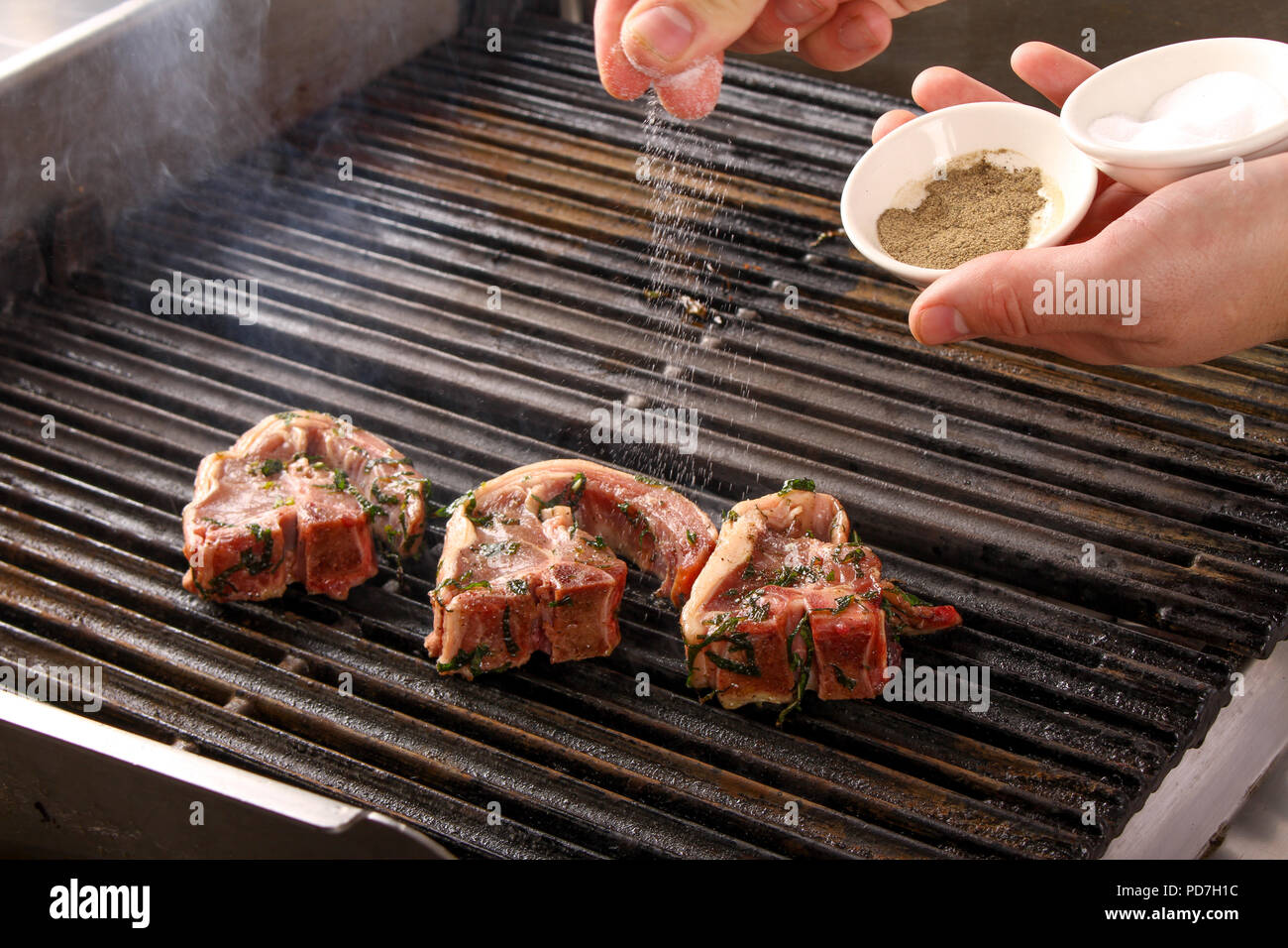 preparing grilled lamb chops Stock Photo - Alamy