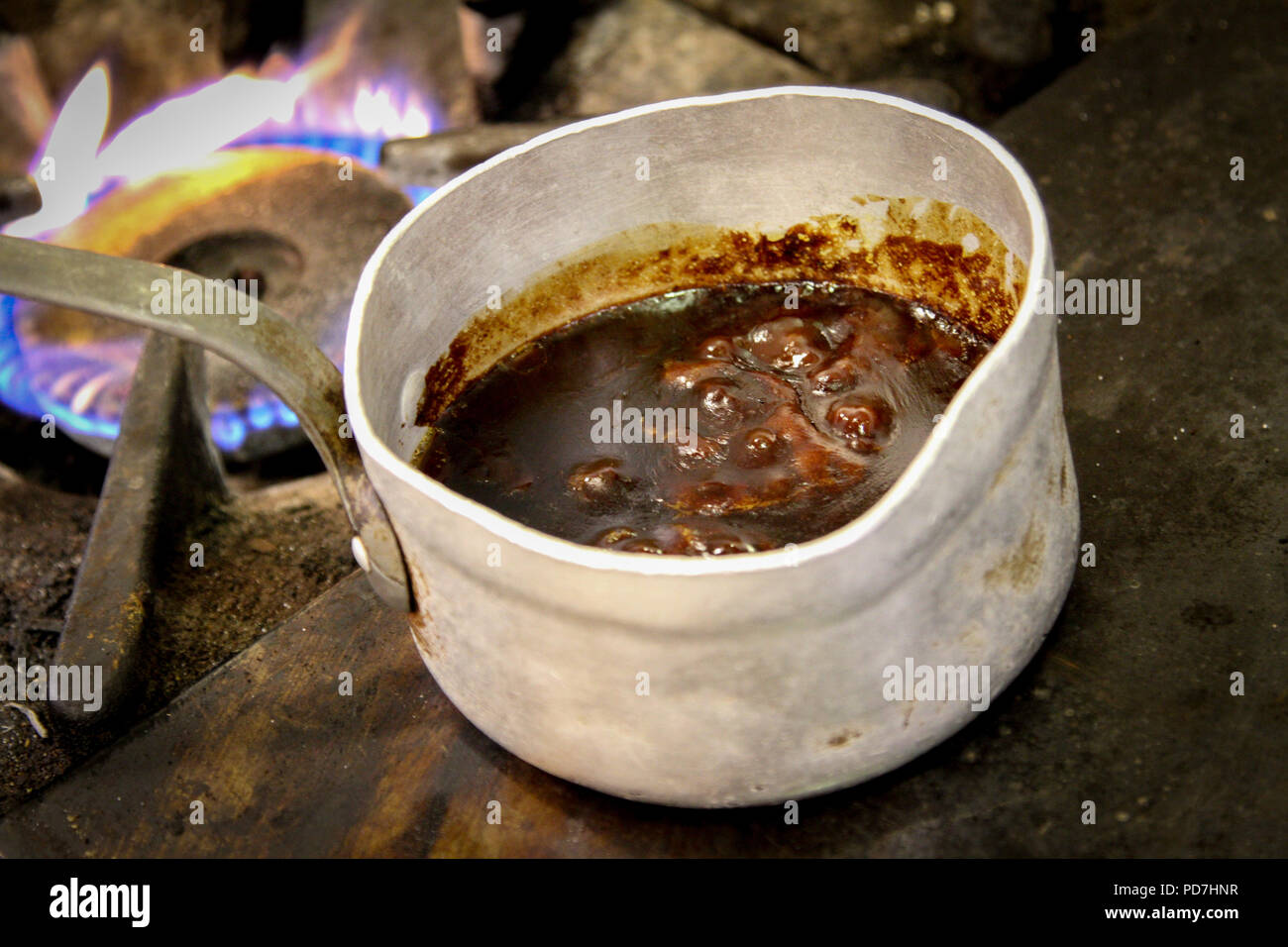 making gravy inold pan Stock Photo Alamy
