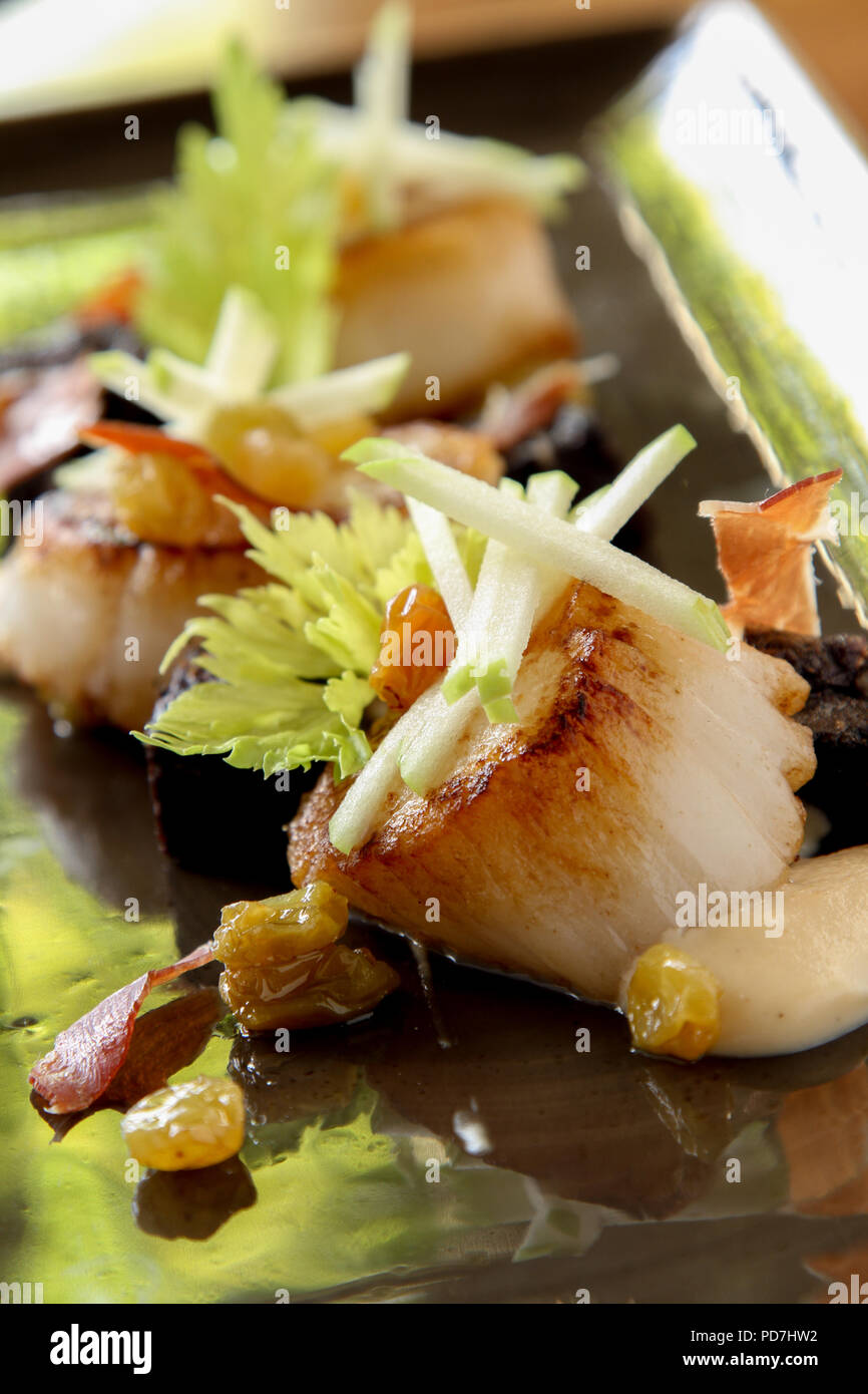 pan fried scallop appetizer Stock Photo Alamy