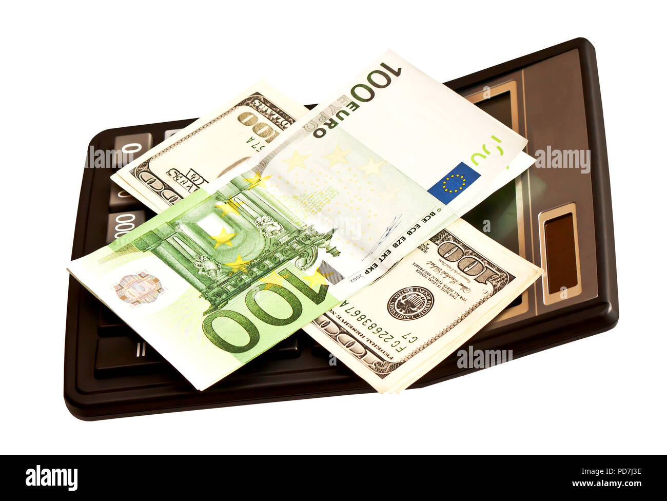 Business Picture Money And Calculator Over White Stock Photo